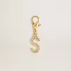 Ciondolo a forma di lettera S in ottone color oro con cristalli Ciondolo a forma di lettera S in ottone color oro con cristalli