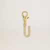 Ciondolo a forma di lettera U in ottone dorato con cristalli Ciondolo a forma di lettera U in ottone dorato con cristalli
