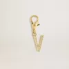 Ciondolo a forma di lettera V in ottone dorato con cristalli Ciondolo a forma di lettera V in ottone dorato con cristalli