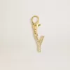 Ciondolo a forma di lettera Y in ottone dorato con cristalli