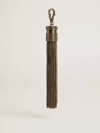 Ciondolo a forma di nappa in ottone color argento con cristalli