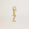 Ciondolo con lettera Z in ottone color oro con cristalli