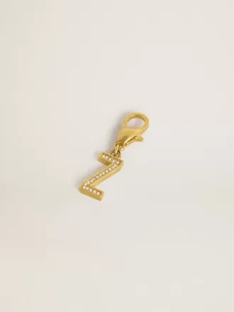 Ciondolo con lettera Z in ottone color oro con cristalli