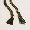 Ciondolo in tessuto intrecciato nero con catena in ottone