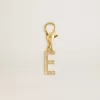 Ciondolo lettera E in ottone color oro con cristalli