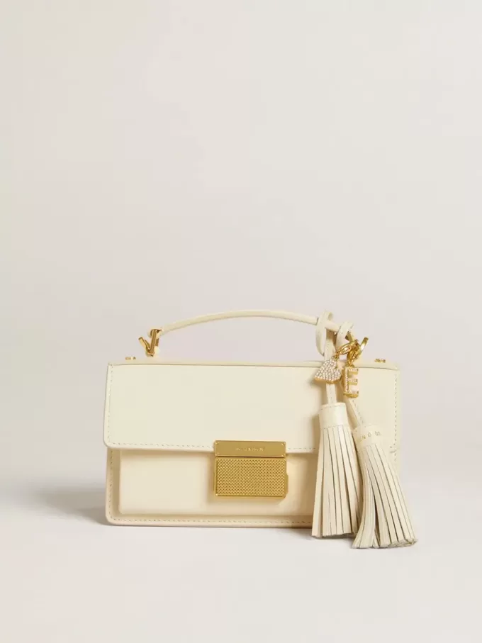 Ciondolo lettera E in ottone color oro con cristalli
