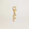Ciondolo lettera F in ottone color oro con cristalli Ciondolo lettera F in ottone color oro con cristalli