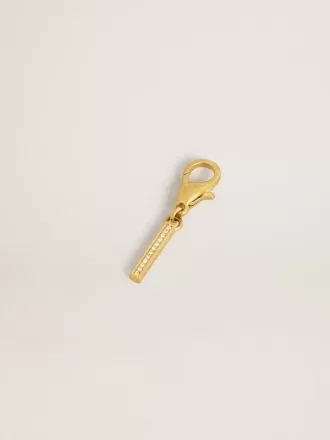 Ciondolo lettera I in ottone color oro con cristalli