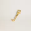 Ciondolo lettera J in ottone dorato con cristalli Ciondolo lettera J in ottone dorato con cristalli