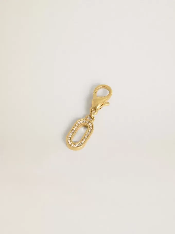 Ciondolo lettera O in ottone dorato con cristalli Ciondolo lettera O in ottone dorato con cristalli