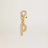 Ciondolo lettera P in ottone dorato con cristalli Ciondolo lettera P in ottone dorato con cristalli