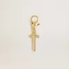 Ciondolo lettera T in ottone color oro con cristalli