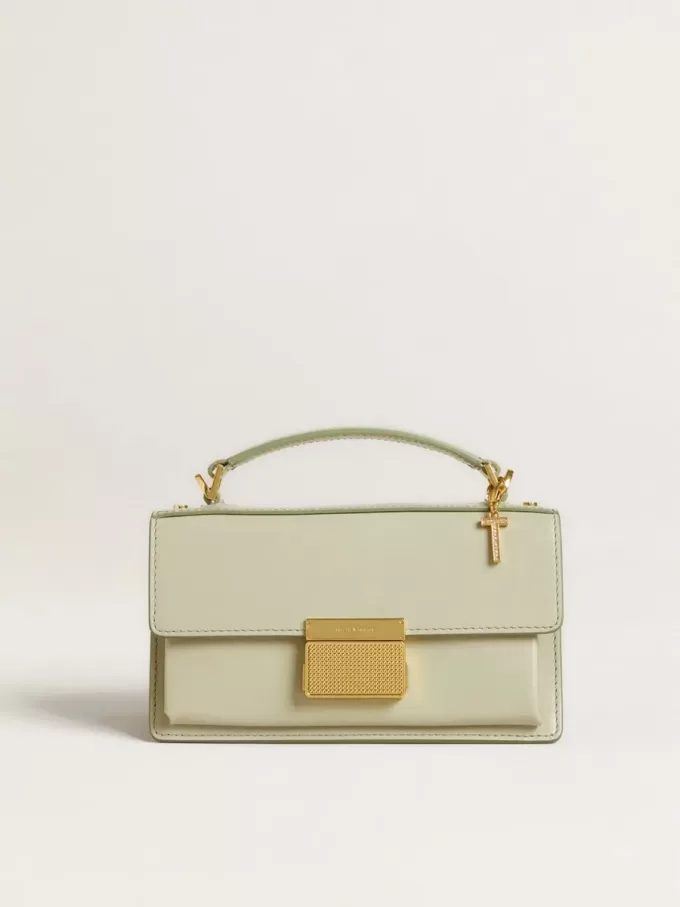 Ciondolo lettera T in ottone color oro con cristalli