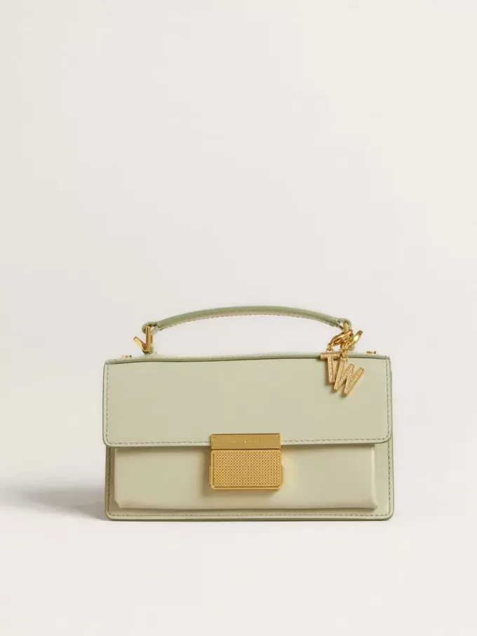Ciondolo lettera T in ottone color oro con cristalli