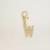 Ciondolo lettera W in ottone dorato con cristalli Ciondolo lettera W in ottone dorato con cristalli