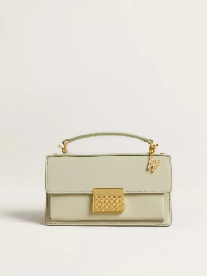 Ciondolo lettera W in ottone dorato con cristalli Ciondolo lettera W in ottone dorato con cristalli