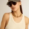 Collana con catena intrecciata color oro antico e chiusura a forma di stella