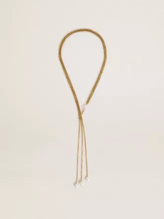Collana con catene color oro antico e perle