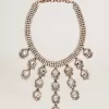 Collana da donna color oro antico con cristalli a goccia