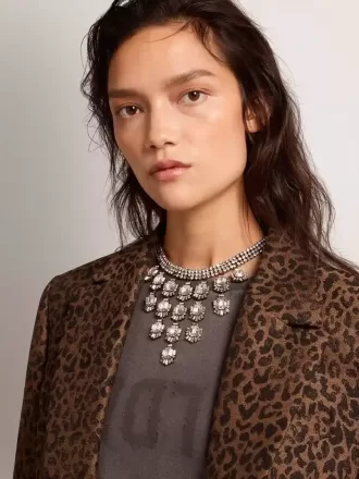 Collana da donna color oro antico con cristalli a goccia