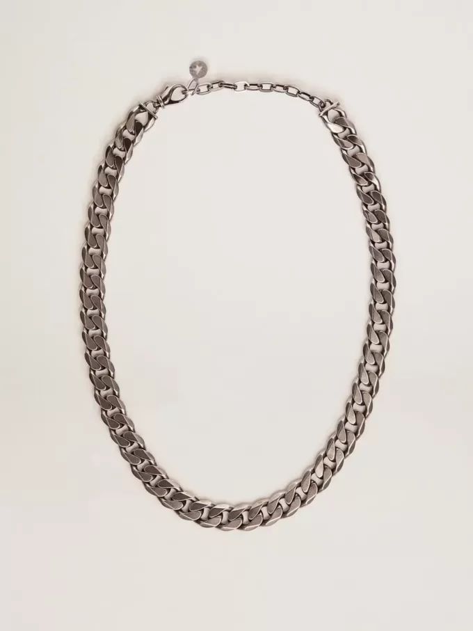 Collana da uomo con catena color argento anticato