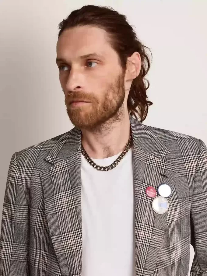 Collana da uomo con catena color argento anticato