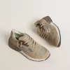Dad-Star da donna in mesh beige e pelle scamosciata con stella in pelle argentata Dad-Star da donna in mesh beige e pelle scamosciata con stella in pelle argentata