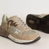 Dad-Star da donna in mesh beige e pelle scamosciata con stella in pelle argentata Dad-Star da donna in mesh beige e pelle scamosciata con stella in pelle argentata
