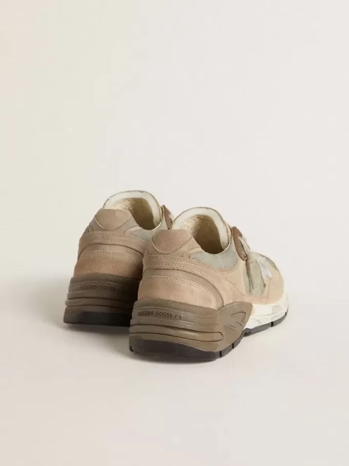 Dad-Star da donna in mesh beige e pelle scamosciata con stella in pelle argentata Dad-Star da donna in mesh beige e pelle scamosciata con stella in pelle argentata