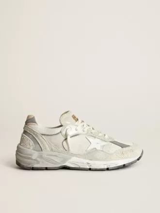 Dad-Star da donna in mesh bianco e pelle scamosciata