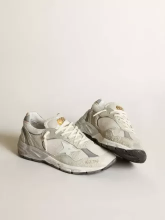 Dad-Star da donna in mesh bianco e pelle scamosciata