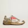 Dad-Star da donna in mesh e pelle laminata oro con stella in pelle bianca Dad-Star da donna in mesh e pelle laminata oro con stella in pelle bianca