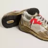 Dad-Star da donna in mesh e pelle laminata oro con stella in pelle bianca Dad-Star da donna in mesh e pelle laminata oro con stella in pelle bianca