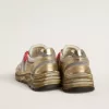 Dad-Star da donna in mesh e pelle laminata oro con stella in pelle bianca Dad-Star da donna in mesh e pelle laminata oro con stella in pelle bianca