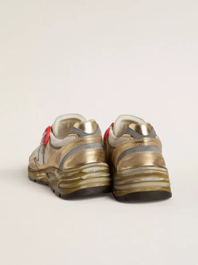 Dad-Star da donna in mesh e pelle laminata oro con stella in pelle bianca Dad-Star da donna in mesh e pelle laminata oro con stella in pelle bianca