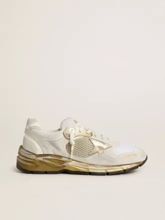 Dad-Star da donna in mesh e pelle scamosciata bianca con stella laminata oro