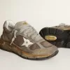 Dad-Star da donna in mesh grigio tortora e pelle scamosciata Dad-Star da donna in mesh grigio tortora e pelle scamosciata