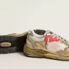 Dad-Star da uomo in mesh e pelle laminata oro con stella in pelle bianca Dad-Star da uomo in mesh e pelle laminata oro con stella in pelle bianca