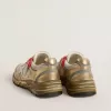 Dad-Star da uomo in mesh e pelle laminata oro con stella in pelle bianca Dad-Star da uomo in mesh e pelle laminata oro con stella in pelle bianca