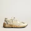 Dad-Star da uomo in nappa beige e nylon con stella in pelle bianca Dad-Star da uomo in nappa beige e nylon con stella in pelle bianca