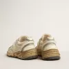 Dad-Star da uomo in nappa beige e nylon con stella in pelle bianca Dad-Star da uomo in nappa beige e nylon con stella in pelle bianca