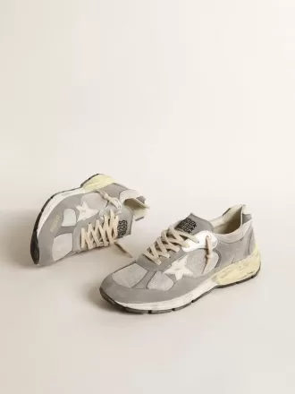 Dad-Star da uomo in pelle scamosciata e mesh con stella e linguetta sul tallone in pelle bianca