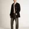 Duffle coat in lana blu scuro con cappuccio e chiusura con alamari Duffle coat in lana blu scuro con cappuccio e chiusura con alamari