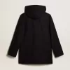 Duffle coat in lana blu scuro con cappuccio e chiusura con alamari Duffle coat in lana blu scuro con cappuccio e chiusura con alamari