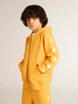 Felpa arancione da bambino con chiusura a zip