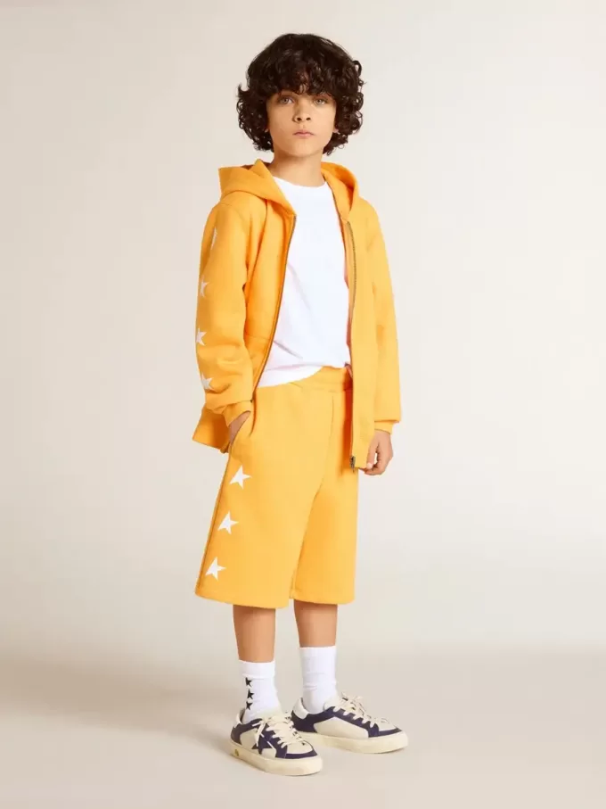 Felpa arancione da bambino con chiusura a zip