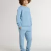 Felpa azzurra da bambino con scritta sul davanti