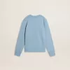 Felpa azzurra da bambino con scritta sul davanti