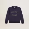 Felpa blu-viola con scritta Golden Goose sul davanti Felpa blu-viola con scritta Golden Goose sul davanti