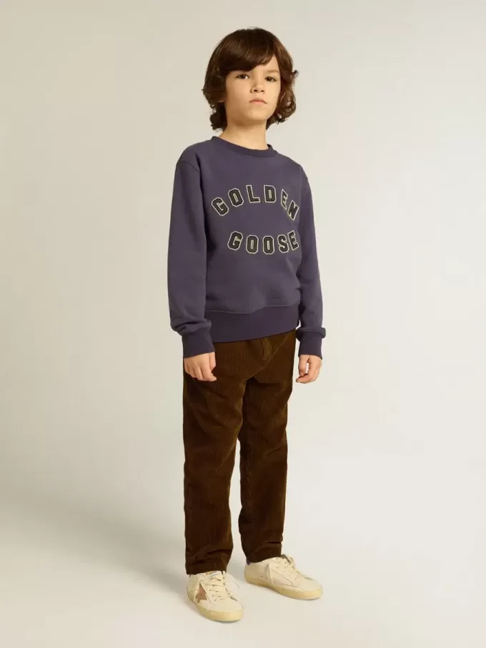 Felpa blu-viola con scritta Golden Goose sul davanti Felpa blu-viola con scritta Golden Goose sul davanti